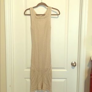Sleeveless cream knit sweater dress